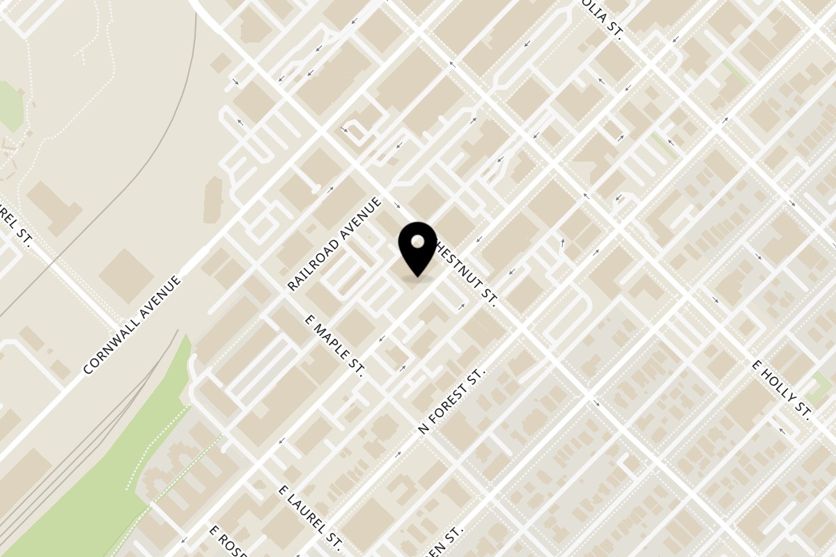 Map showing the location of Pendino on 1149 N State St in Bellingham